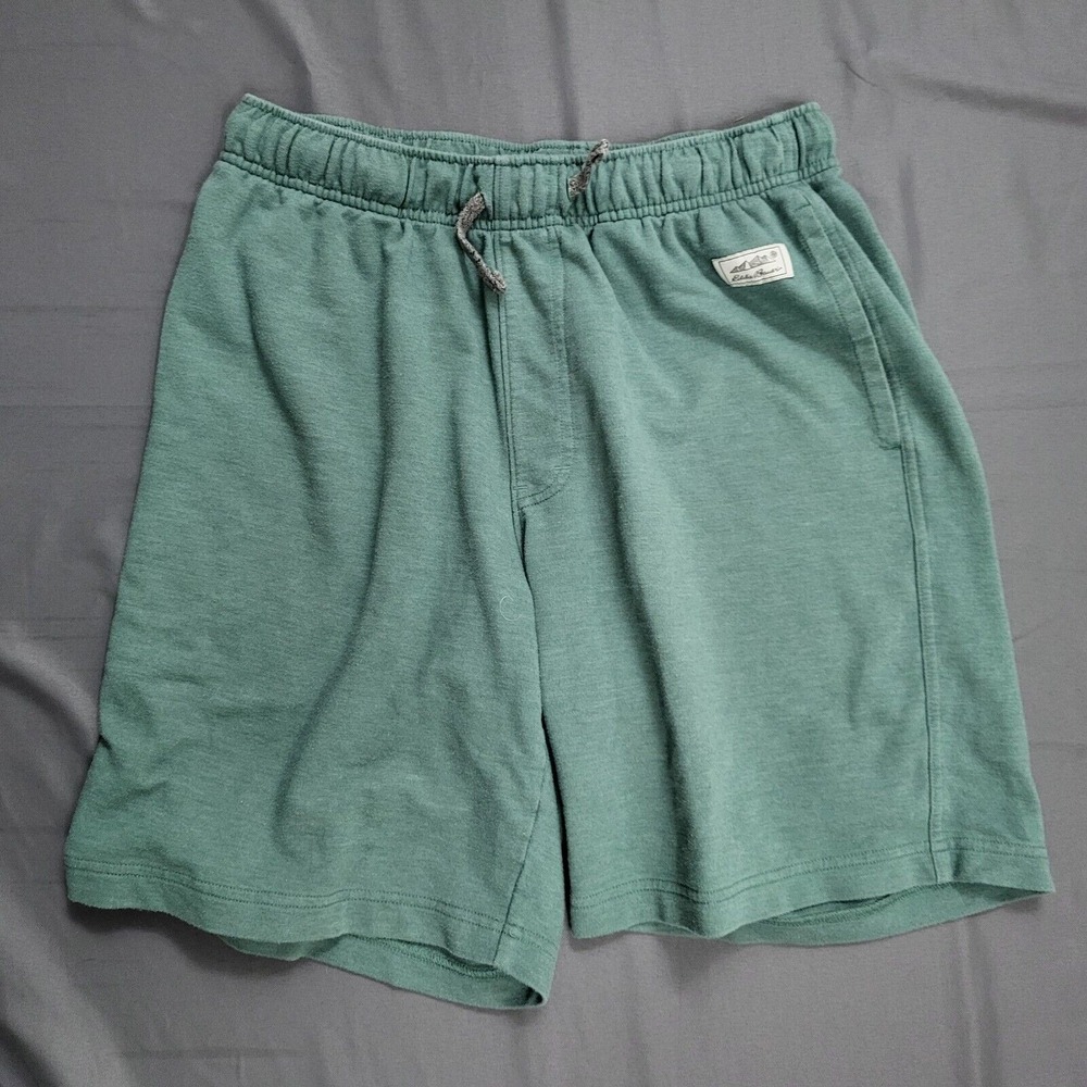 Eddie Bauer Mens Green Cotton Blend Elastic Waist Drawstring Sweat Shorts Size M